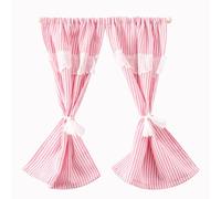 BELOWSYALER Tenda da finestra in tessuto per case delle bambole in miniatura con motivo a strisce per 1/12 modello case delle bambole decorazione accessorio