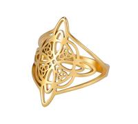 BELOWSYALER Vintage Hollow Streghe Nodo Anelli Semplice Ampia Dichiarazione Moda Celtica Amuleti Gioielli Strega Nodo Anelli Per Le Donne, Gold-color, come descritto, come descritto