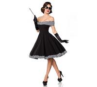 Belsira Schulterfreies Swing-Kleid Donna Abito Media Lunghezza Nero M 80% Poliestere, 20% elasthane