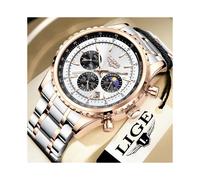 (Belt silver green) Men's Quartz Watch Business Wristwatch Small Three Hands Date Waterproof Large Dial Classic Male Watch