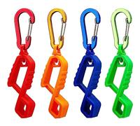 BelTech Clip per guanti con moschettone in metallo, porta guanti, per lavori di sicurezza, lavoratori edili (4 pezzi, rosso, arancione, blu, verde)