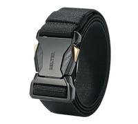 BELTER Cinturone Tattico Militare Cintura Uomo Tattica Cinta con Fibbia in Metallo a Sgancio Rapido per Caccia Trekking Esercizi Sportive Lavoro (145cm, Nero-A)