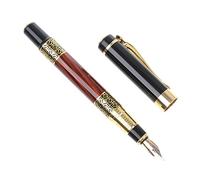 BELTI Penna stilografica Imitazione in Legno Rosso con Fiore Intagliato Pennino Medio 0,5 mm Forniture per Penna stilografica