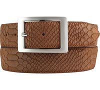 BELTINGER Cintura con goffratura pitone e doppia fibbia 4 cm | Cintura in pelle da uomo 40mm effetto serpente | Motivo pitone serpente | Tabac 90cm