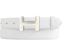 BELTINGER Cintura da donna di alta qualità HELLA in pelle bovina pieno fiore 3,0 cm | Cintura da donna in pelle curva 30mm | Cintura da donna made in Italy | Bianco 120cm