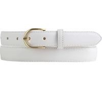 BELTINGER Cintura da donna in pelle bovina pieno fiore da 2,5 cm | Cintura stretta da donna da 25 mm | Cintura in pelle bombata con fibbia dorata | Bianco 90 cm