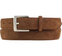 BELTINGER Cintura in pelle scamosciata 3,0 cm | Cintura in pelle scamosciata da uomo 30mm | Cintura in pelle scamosciata con fibbia in argento antico | Tabac 120cm