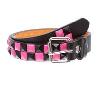 Beltiscool, cintura di pelle per ragazze con motivo a scacchiera, a scatto, da 2,5 cm Black & Fuchsia L - 71,12 cm