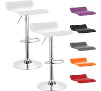 Beltom® 2 SGABELLI da Bar E Cucina con PENISOLA Regolabili in Altezza Sedia Girevole per PIZZERIE Pub RISTORANTI Hotel Soggiorno Ufficio - Modello Wave - X2-Bianco
