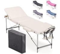 Beltom® Lettino per Massaggi 3 Zone Alluminio 195x70 Cm Portatile Pieghevole Angoli Arrotondati Rinforzati Panna
