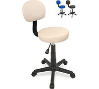 Beltom® Sgabello con Schienale Pedicure Manicure per Lettino Massaggio Sedia CASA Salotto Studio Estetista Tatuaggi Tattoo FIOSTERAPIA FISIOTERAPISTA - Panna