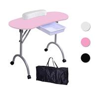 Beltom® Tavolo Manicure Professionale Pieghevole con CASSETTO E Cuscino POGGIA Polsi + Borsa PESA Solo 9,5 kg - Dimensioni 98x44x77 CM. - RICOSTRUZIONE Unghie Estetista Nail Art ONICOTECNICA - Rosa