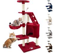 Beltom® TIRAGRAFFI per Gatto 120 CM Gioco Parco Giochi Cuccia Gatti GRAFFIATOIO SISAL Albero CUCCE Tira GRAFFIO Palestra - Rosso-Vino