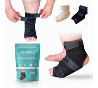 Beltwell® - Fasce di compressione regolabili per piedi e caviglie per edema, linfedema, gonfiore, neuropatia, cura dei piedi diabetici, circolazione (2 involucri) (nero, XL)