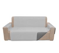 BELUM | Copridivano Reversibile Microsatene Acciaio-Argento 4 Posti, Copridivano Imbottito e Regolabile, Copridivano Protettore Divano, Copridivano 4 Posti Schienale 200 cm