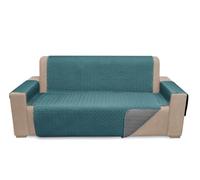 BELUM | Copridivano Reversibile Microsateno Petroleo-Acciaio 2 Posti, Copridivano Imbottito e Regolabile, Copridivano Protettore Divano, Copridivano 2 posti Schienale 110 cm