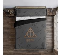 BELUM | Copripiumino Microsaten Harry Potter per letto da 120 - Misure Prodotto: (200 x 200 cm.) - Modello: Deathly Hallows
