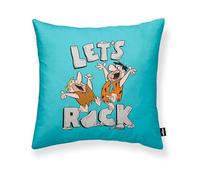 BELUM | Federa per cuscino 100% cotone 45 x 45 cm Modello Let's Rock A | Federa per cuscino The Flintstones | Federa per cuscino Tessuto Half Panama 100% cotone organico