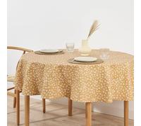 BELUM | Tovaglia in cotone, rotonda, diametro 140 cm, senape, antimacchia, modello 0120, non cerata, per tutte le stagioni, floreale, elegante, resistente alle macchie