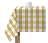 BELUM | Tovaglia resinata antimacchia quadri senape, tovaglia a quadri Vichy dimensioni; 300 x 140 cm, tovaglia antimacchia non cerata, tovaglia Vichy Senape, tovaglia tessuta 100% cotone biologico