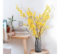belupai 4 Pezzi Rami di Fiori di Forsizia Artificiali, Pianta di Forsizia Finta 90 Cm di Altezza Seta Finta Fiori di Forsizia Gialli Scelti per Matrimoni Home Office Party Hotel Tavolo Vaso(#1)