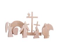 belupai Set di 8 scene pasquali della resurrezione, decorazione pasquale in legno con Gesù risorto, Natività, Cristo, decorazione religiosa, decorazione rustica primaverile, centrotavola per casa,