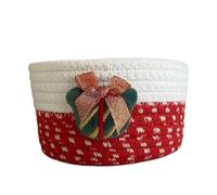 belupai Simpatico Cestino Intrecciato in Corda di Cotone, Cestini Rotondi di Natale Cesto Portaoggetti per Babbo Natale Organizzatore Decorativo da Tavolo Contenitore (Confezione