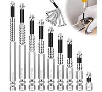 Belvanr 9 Pezzi High Magnetic Screwdriver Drill Bit Set, Punte a Croce Antiscivolo, Impact Resistant Non Slip Bit, per Trapani Elettrici (25 50 65 70 75 90 100 120 150 mm)