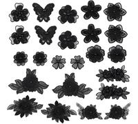 Belvanr Patch di Pizzo 24 Pezzi Toppe da Cucire su Ricamo in Pizzo Patch Ricamate Floreale in Pizzo Patch di Decorazione per Costumi di Pizzo Scollatura Applique Colletto Rifiniture Pizzo Fiore