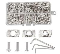 Belvanr T Scanalatura Dado 183 Pezzi T M3 M4 M5 T-Nut Dado di Fissaggio a Testa di Martello Dado Testa Martello in Acciaio al Carbonio Nichelato per Profili in Alluminio T Scanalatura