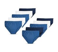 Belvian Confezione da 10 slip da bambino, 100% cotone, morbidi e traspiranti, da 2 a 16 anni, Blu Bianco Mix, 5-6 Years