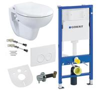 Belvit Set completo per WC sospeso con funzione bidet - WC da parete bianco con Taharet e Geberit UP100, leva di comando laterale, coperchio WC con abbassamento automatico e piastra di azionamento
