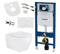 Belvit Set completo per WC sospeso con funzione bidet, WC da parete bianco Taharet e UP320, elemento di pretesto, isolamento acustico, valvola di intercettazione, ceramica senza bordi, sedile WC con