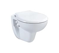 Belvit WC sospeso da parete bianco senza bordi con funzione taharet/bidet e coperchio WC con abbassamento automatico - WC in ceramica per installazione a parete