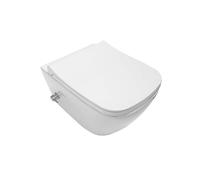 Belvit WC sospeso senza bordi, bianco con funzione taharet/bidet e WC con abbassamento automatico, coperchio softclose, da appendere alla parete in ceramica per una pulizia igienica