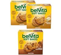 belVita Soft Baked Breakfast Bars Varietà Pack, Banana Bread e Avena & Cioccolato, Calza di Natale, 3 scatole da 5 confezioni (1 biscotto per confezione)
