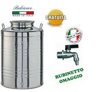 BELVIVERE CONTENITORE BIDONE FUSTO PER OLIO IN ACCIAIO INOX 30 LT CON RUBINETTO