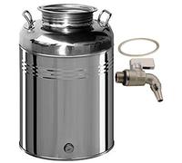 BELVIVERE Contenitore fusto bidone olio Inox 18/10 made in Italy con rubinetto salvagoccia e guarnizione (30 litri)