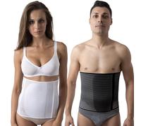 Beman 5063 - Pancera Millerighe Uomo Donna Fascia Addominale Contenitiva Post Operatoria Post Parto Elasticizzata A Strappo Altezza 27 CM (XL, Bianco)