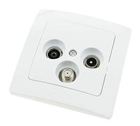 BeMatik - Base con presa TV/SAT/R da incasso con cornice 80x80mm serie Lille di colore bianco (ME030)