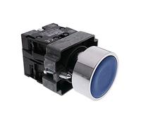 BeMatik - Pulsante momentaneo 22 mm 1NO 1NC 400 V 10 A Normale Chiuso e Normale Aperto Blu