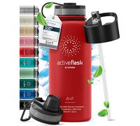 BeMaxx Borraccia Termica con Cannuccia ACTIVE FLASK 1 litro 750 ml 500ml (3 Tappi Infusore per Tè e Frutta), Senza BPA | Bottiglia Termica Acciaio Inox Isotermica - Palestra Sportiva Ufficio Fitness