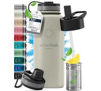 BeMaxx Borraccia Termica con Cannuccia ACTIVE FLASK 1 litro 750 ml 500ml (3 Tappi Infusore per Tè e Frutta), Senza BPA | Bottiglia Termica Acciaio Inox Isotermica - Palestra Sportiva Ufficio Fitness