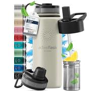 BeMaxx Borraccia Termica con Cannuccia ACTIVE FLASK 1 litro 750 ml 500ml (3 Tappi Infusore per Tè e Frutta), Senza BPA | Bottiglia Termica Acciaio Inox Isotermica - Palestra Sportiva Ufficio Fitness