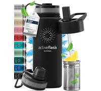 BeMaxx Borraccia Termica con Cannuccia ACTIVE FLASK 1 litro 750 ml 500ml (3 Tappi Infusore per Tè e Frutta), Senza BPA | Bottiglia Termica Acciaio Inox Isotermica - Palestra Sportiva Ufficio Fitness