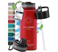 BeMaxx Borraccia Termica con Cannuccia ACTIVE FLASK 1 litro 750 ml 500ml (3 Tappi Infusore per Tè e Frutta), Senza BPA | Bottiglia Termica Acciaio Inox Isotermica - Palestra Sportiva Ufficio Fitness