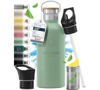 BeMaxx Bottiglia Acqua Termica INOX ACTIVE FLASK + Cannuccia (3 Tappi), Senza BPA, 1l/500ml | Borraccia Isotermica Acciaio - Caldo/Freddo, Ufficio Outdoor Sport Bicicletta viaggio fitness, Caffe Te