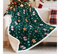 Bemaystar Coperta natalizia Sherpa, coperta natalizia sfocata, soffice e accogliente per divano, letto, divano, coperta reversibile, regalo per mamma, papà, bambini, 127 x 152 cm