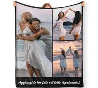 Bemaystar Coperta Personalizzata con Foto - Coperta Personalizzata, Plaid Personalizzato con Foto, Regalo Donna, Idee Regalo Uomo, Regalo Amica, Coppia, Papà Mamma - 3 Fotos E Un Testo