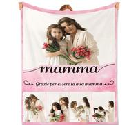 Bemaystar Festa della Mamma - Coperta Personalizzata con Foto e Testo, Plaid Foto per Mamma, Nonna, Moglie - Regalo di Compleanno e Anniversario con Design Unico